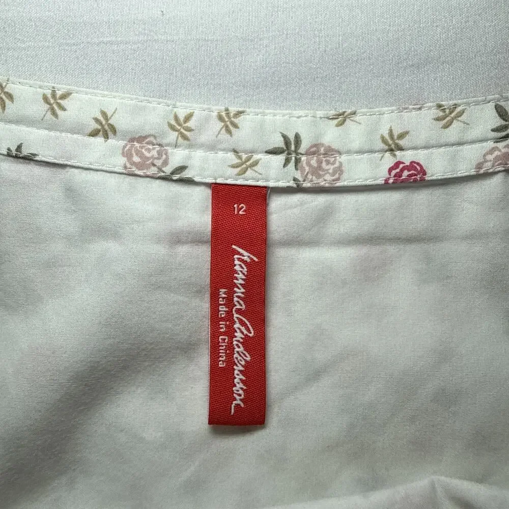 Hanna Anderson Ivory Floral Rose Skirt 100% Cotton Layered Lined Womens 12 EUC